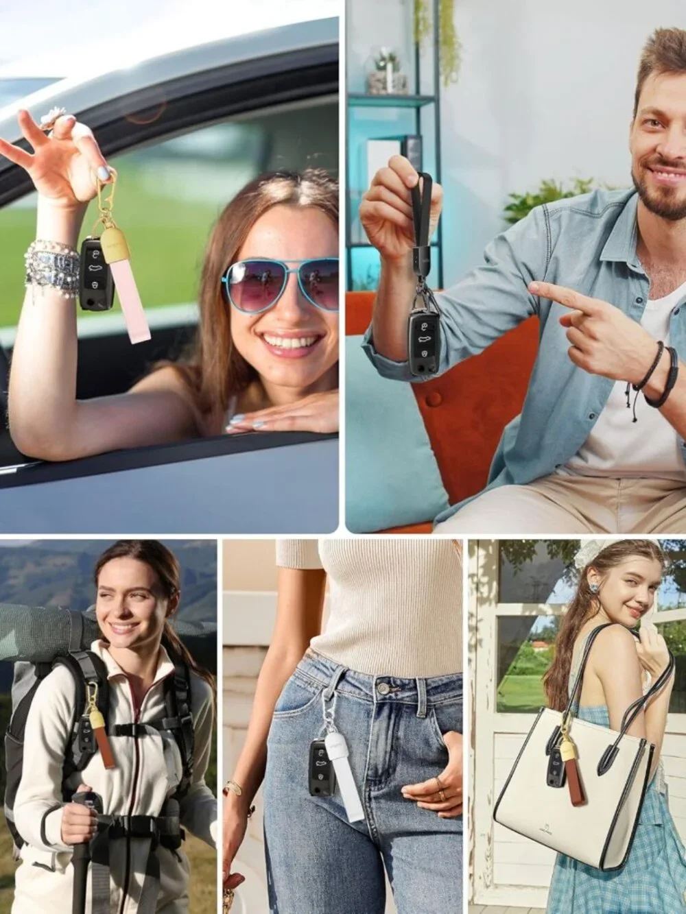 Leather Keychain with GPS Tracker - Compatible with Apple Find My, Smart Key